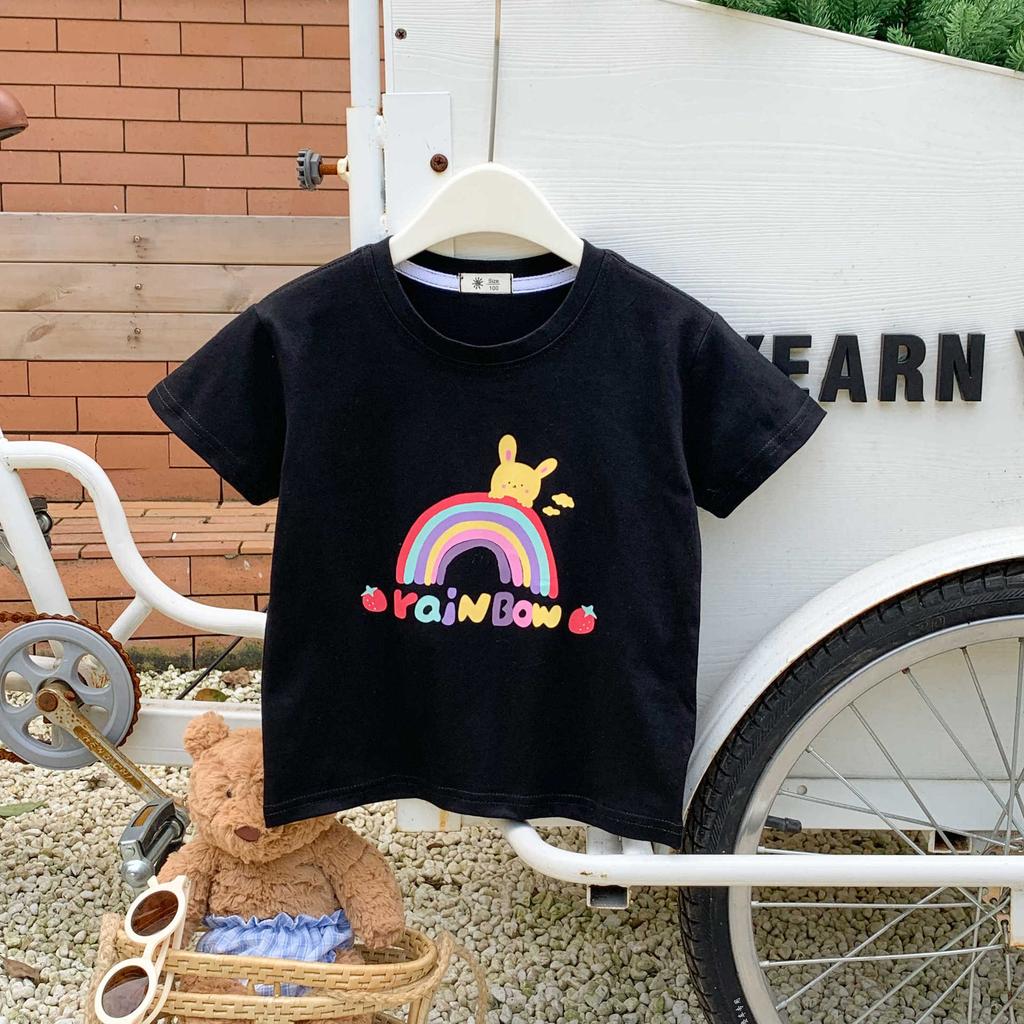 Girls' Casual Short-sleeved T-shirt Summer Children's Cotton Base Shirt