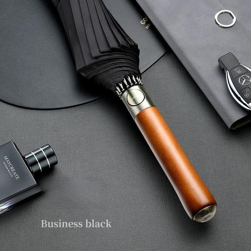 Light Luxury Long Wooden Handle Umbrella Enlarged Thickened Reinforcement Windproof Straight Handle Business Golf Umbrella