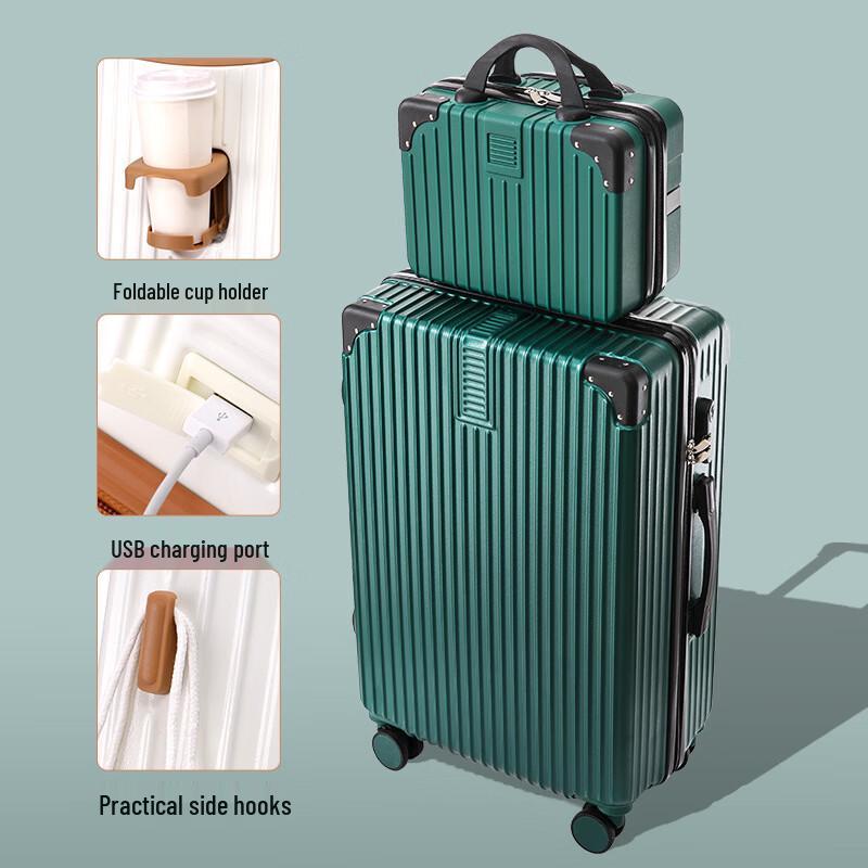 JOURHEY SHI Lightweight Rolling Suitcase with USB Cup Holder