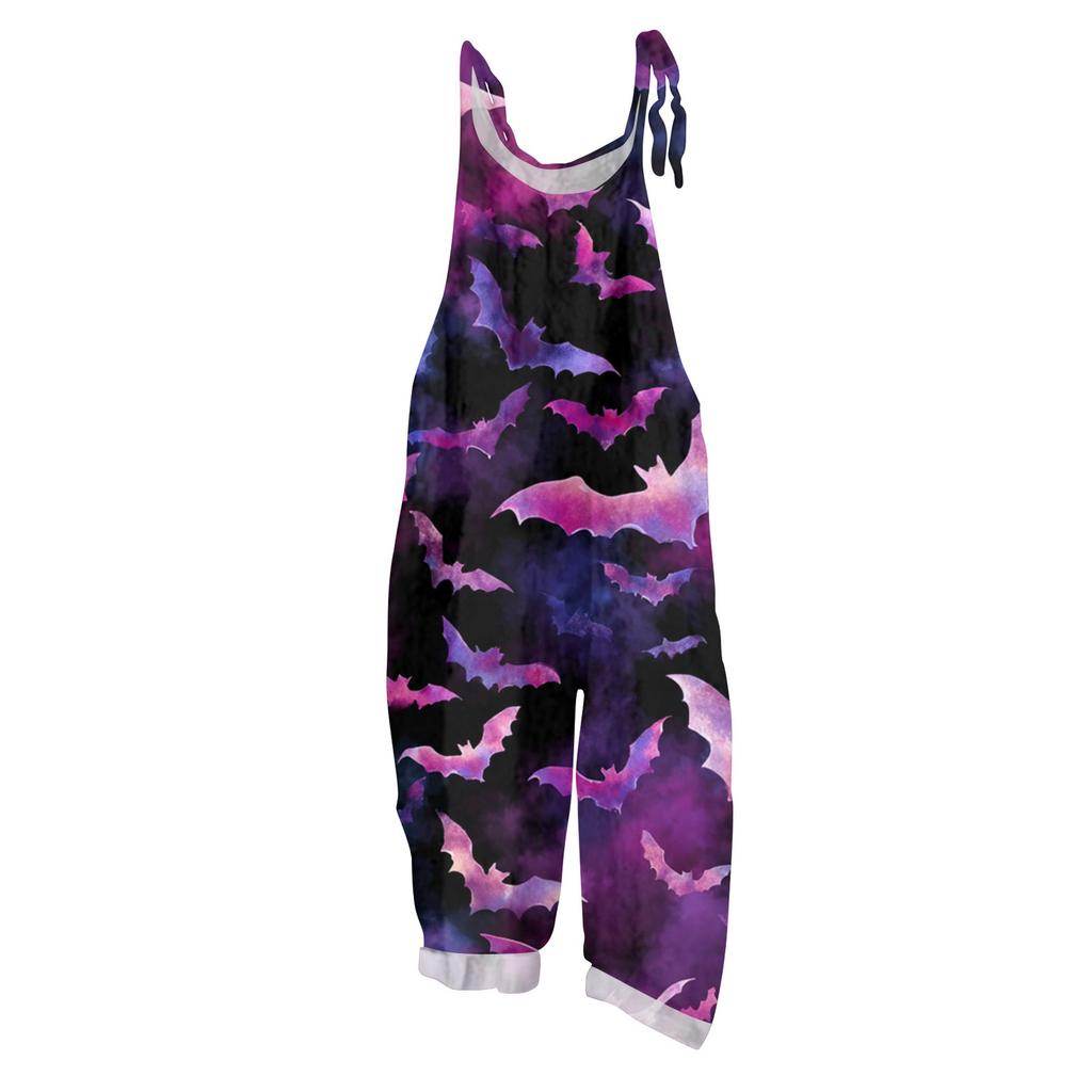 Women's Jumpsuit  Print Casual Loose Vintage Shoulder Strap Cotton Linen