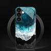 Blue ocean pattern glass phone case suitable for Samsung Galaxy S26 S25 S24 S23 S22 S20 FE/Ultra/Plus5G anti drop back cover