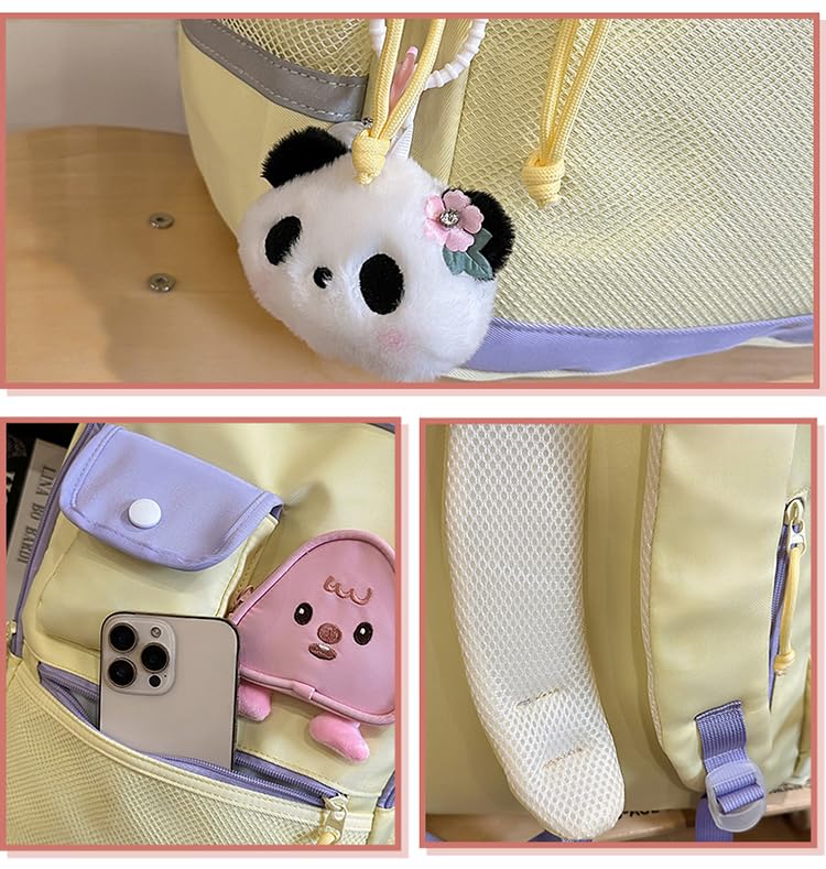 YYBEIQII Mochila Escolar Fofa de Grande Capacidade para Ensino Fundamental e Médio Mochila Leve Coreana com Laço Estiloso e Fofa e Adequada para