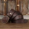 Cintura Trendy con Fibbia Liscia a Motivo Intagliato Retro Uomo Vera Pelle Primo Strato Pelle Bovina Cintura con Fibbia Uomo