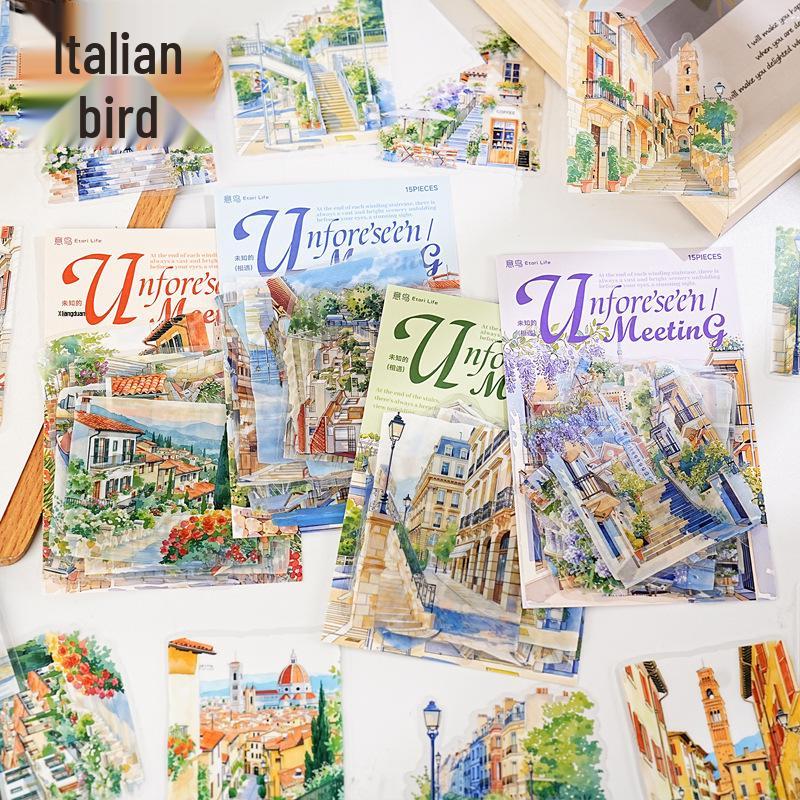 Yi Niao Ladder Theme Scenery Sticker Pack: 15 Sheets, 6 Styles