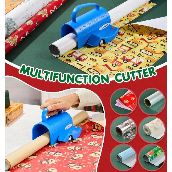 Wrapping Paper Roll Cutter Tool with 3 PCS Replaceable Blade Kit Gift Wrap Cutter for Christmas and Birthday Wrapping Paper Cutter Slider Paper Roll