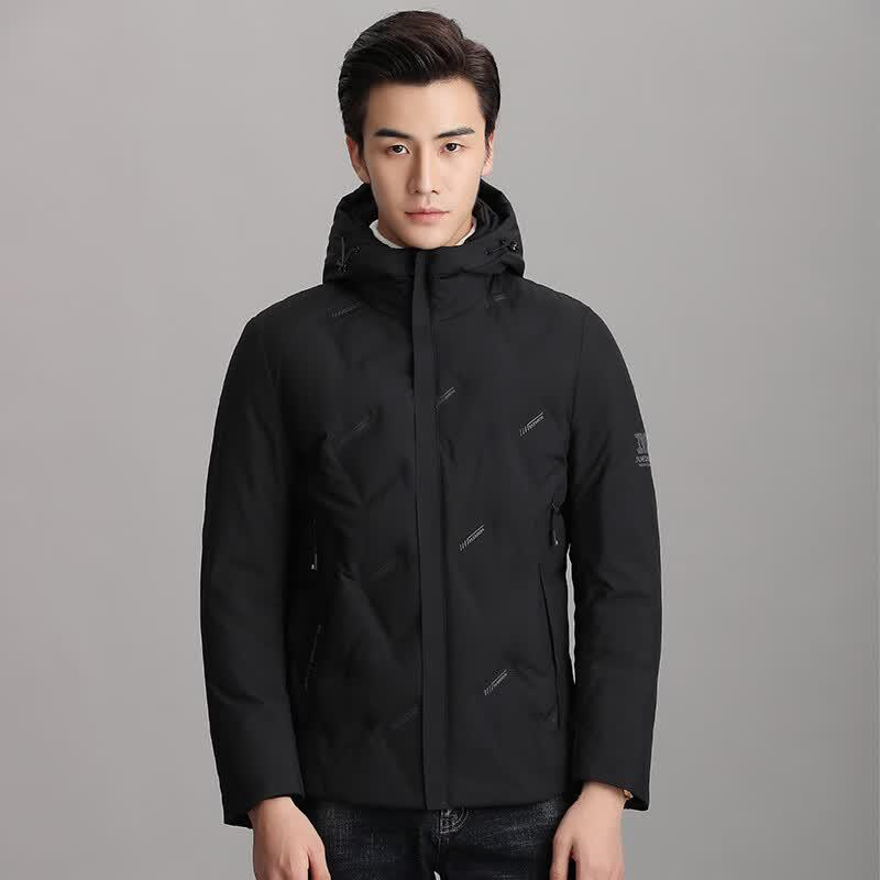 Men s Thickened Casual Hooded Down Jacket 2XL чёрный