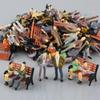 50 pièces Modèles de Personnes Assises Debout Passagers 6 Bancs Train Chemin de Fer Maquette Plastique Artisanat Décoration Maison Jardin Jouets pour Enfants