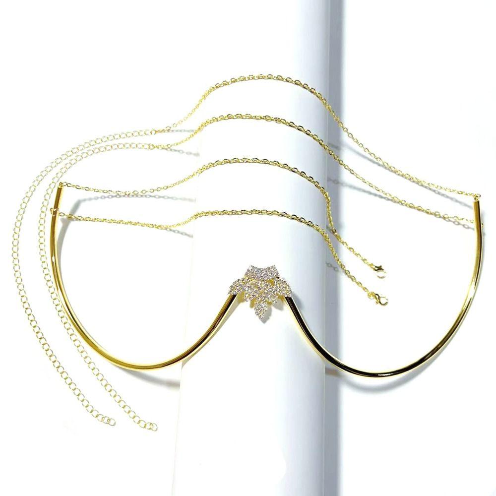 Lingerie Chest Bracket Chain Zircon Leaf Bikini Crystal Chain Rhinestone Breast Chain  Women