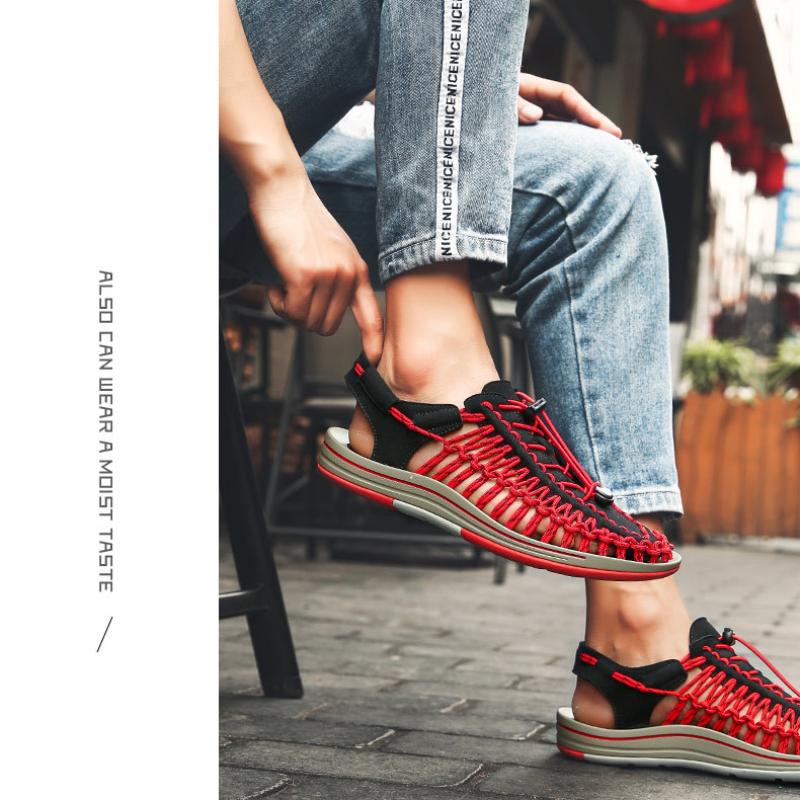 Summer Trend Men Sandals Handmade Weaving Design Outdoor Beach Slippers Casual Flat Soft Bottom Couple Sandals Sandalias Hombre