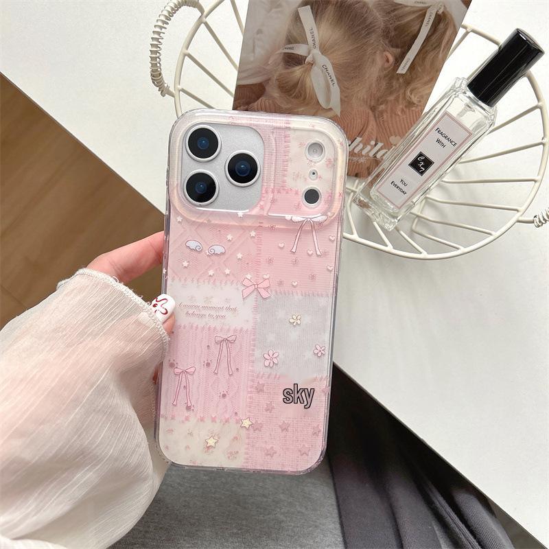 

Plaid Patchwork Bow Stars Case for iPhone 17/16 Pro Max/15/14 15