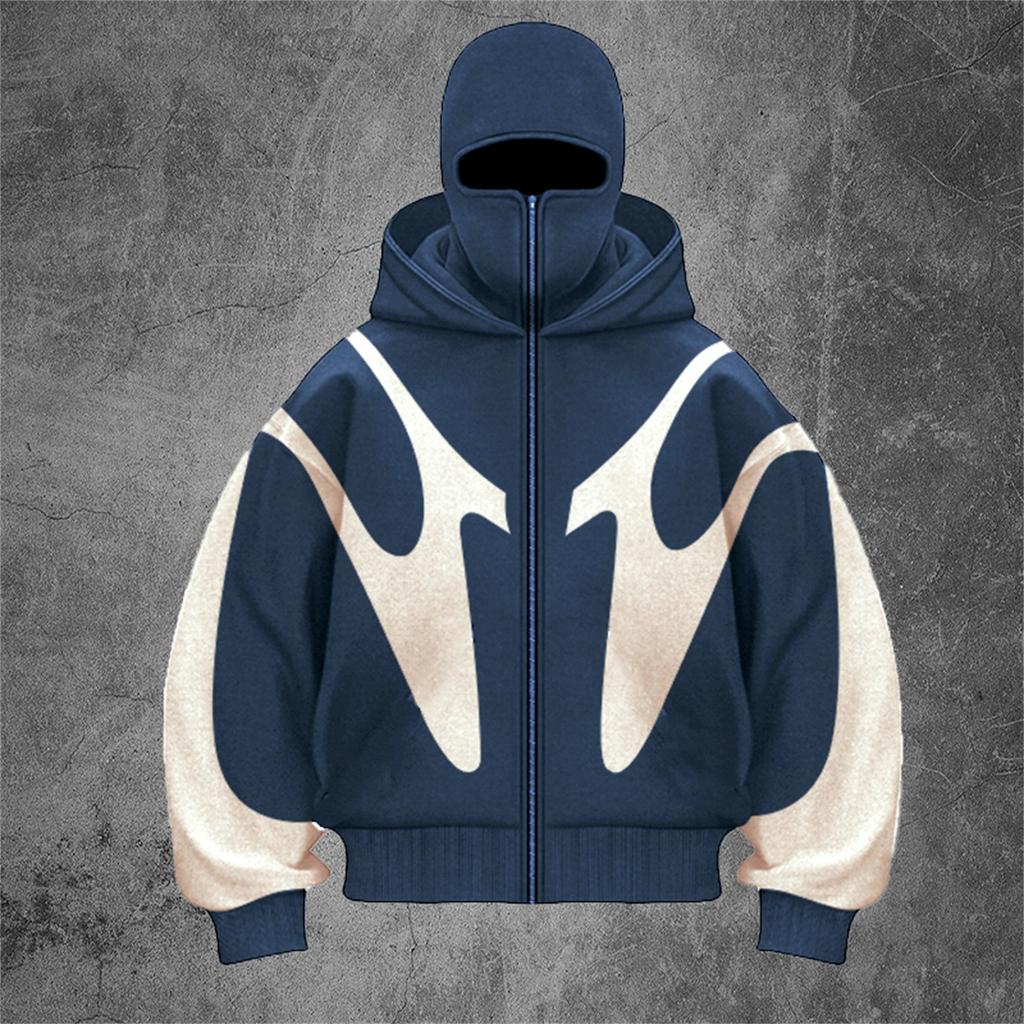 Velvet Punk Double Hat Unique Design Hoodie Loose Hoodie