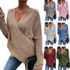 Kvinner Høst Vinter Plus Size Gensere Frakk Uformell Sexy V-hals Gensere Omslag foran Langermet genser Utendørs Løs Genser Topp