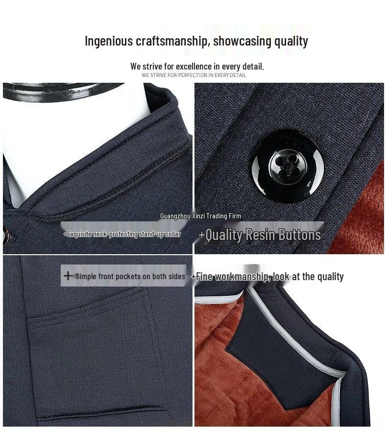 Men's Winter Warm Set: Cotton-Padded Jacket and Pants for Seniors – Fleece-Lined, Camel Down, Ideal for Dad or Grandpa.