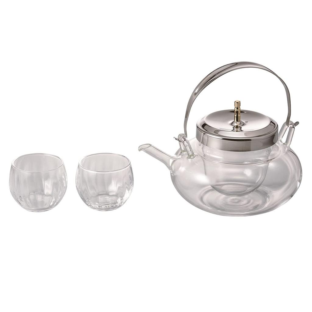HARIO Round Ceramic Stove and Glass Set, 360ml Capacity (2 cups), Made in Japan, IDXG-8004-MSV, Clear