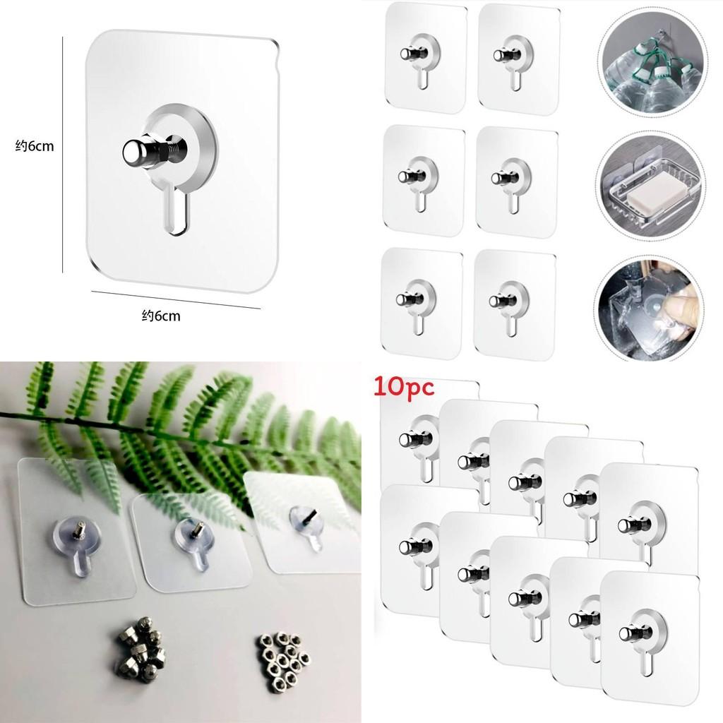 Non Drill Adhesive Hook Stainless Steel Transparent Wall Mount For Home Organization