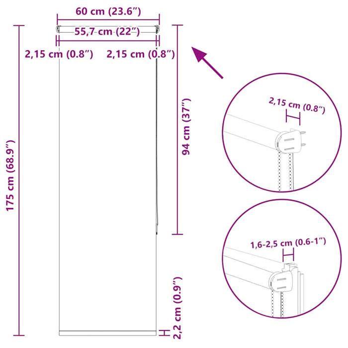 VidaXL Store enrouleur occultant largeur du tissu 55,7 cm polyester, store de jour et de nuit, store de cuisine, store 4011406