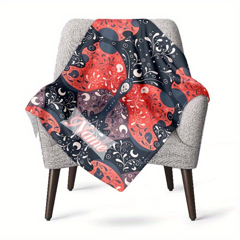 Magic Redviolet Night Butterfly Ornate Customized Your Name Blanket Warm Comfortable Soft Blanket For Chair Office Sofa Bed Sofa Office Camping
