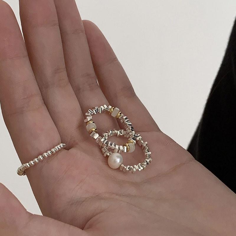 Inspired Fashionable Ins Pearl And Raw Stone Beaded Ring For Trendy Womens Accessory