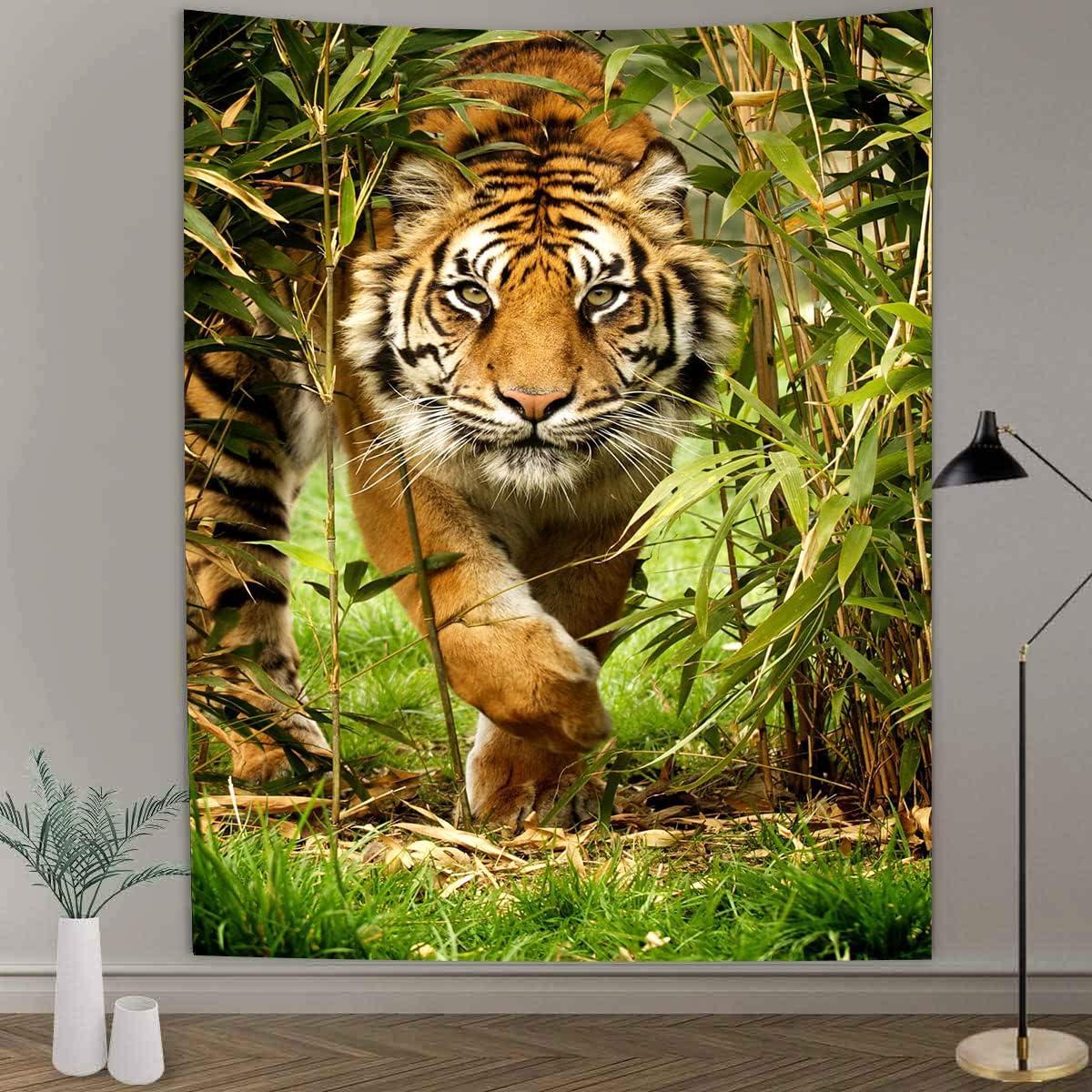 Tapestry Tiger Bamboo Forest King of the Jungle 75x100