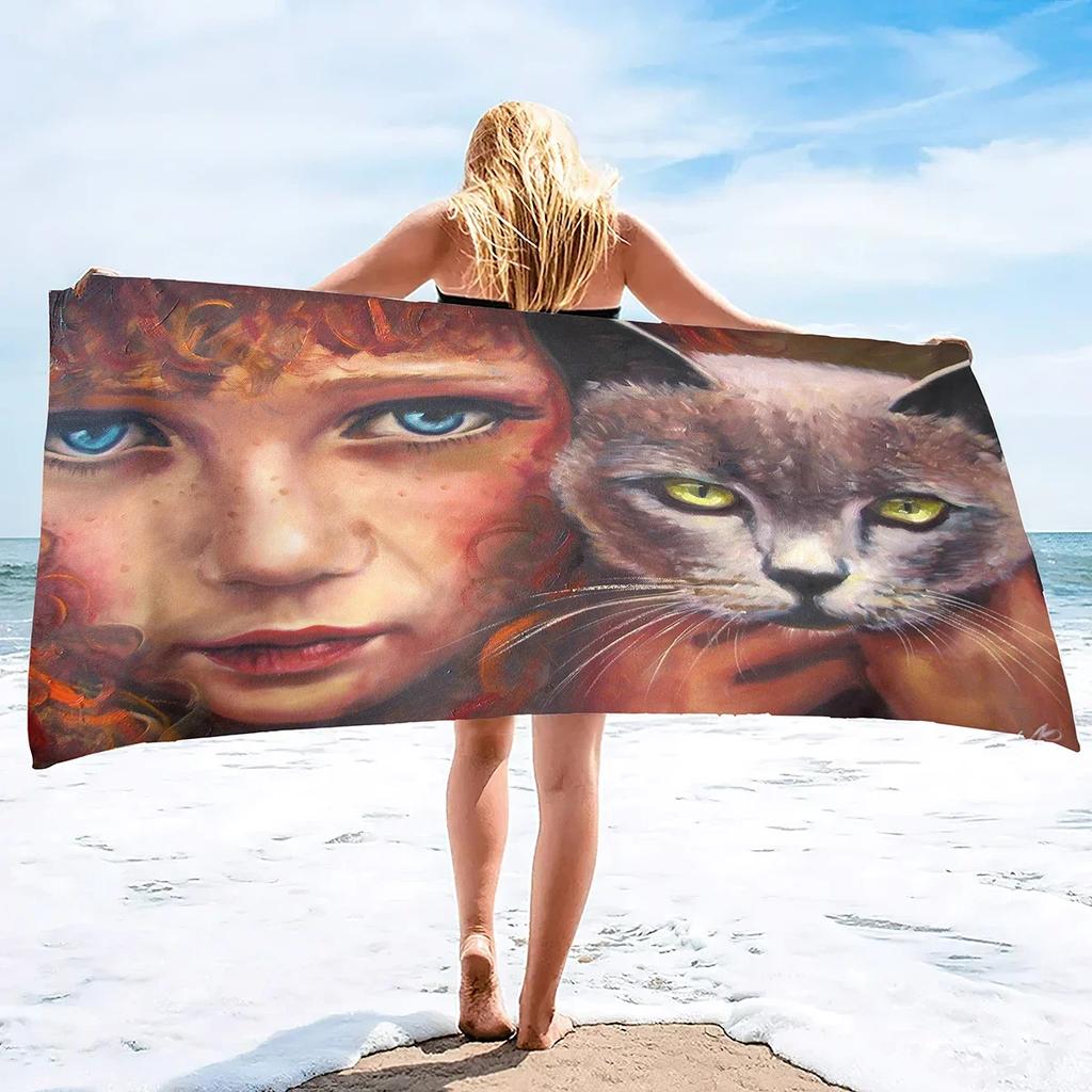 Katzen Strandtuch für Damen, Mikrofaser Picknick Bad Pool Yoga Handtuch, Weich Süß Schnelltrocknend und Sandfest Strandtücher für Katzenliebhaber