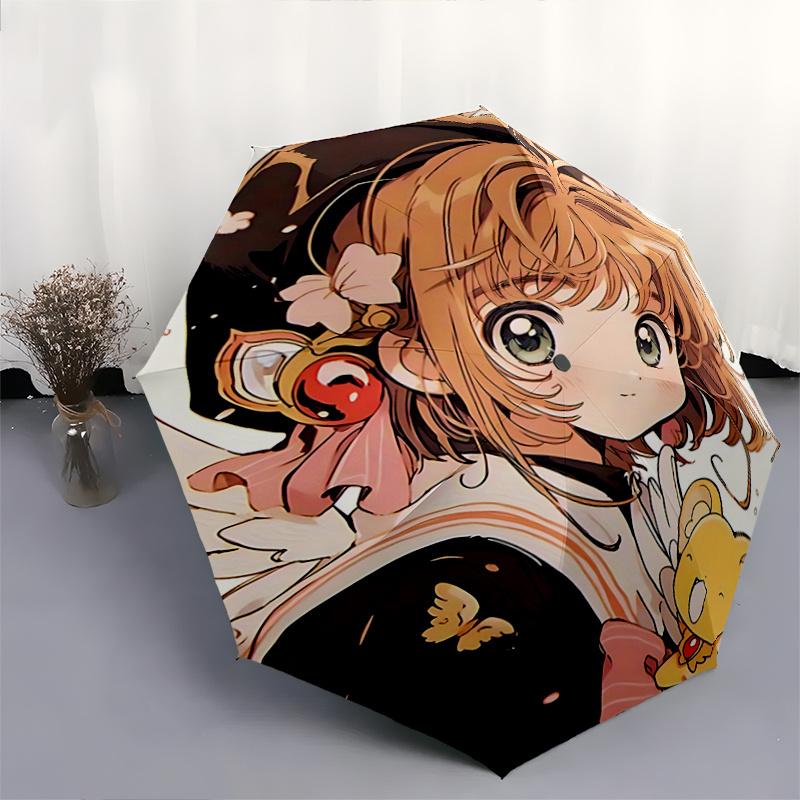 1pc Cardcaptor Sakura Automatic Folding Umbrella with 3-Fold Design, Iron Frame for Outdoor Use - Perfect Gift for Fans, Travelers, Daily Use!C07