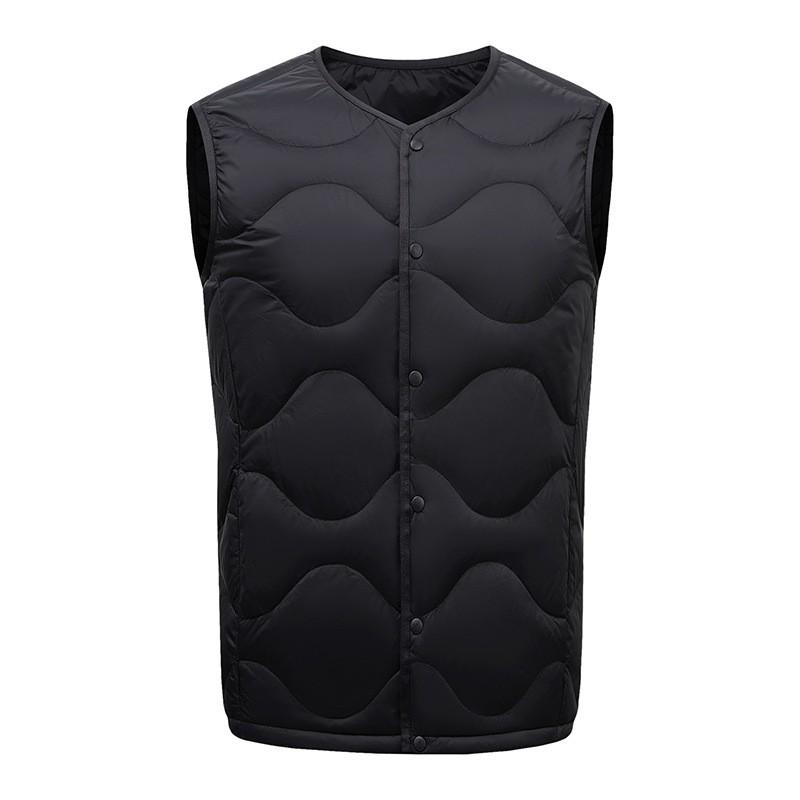 Mens Lightweight Down Vest Outdoor Casual Sleeveless Crew-Neck Convertible V-Neck Wave