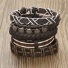 Vintage Multi-layer Feather Moon Leather Braid Bracelets Bangles For Men Handmade Geometric Star Rope Wrap Bracelet Jewelry Gift