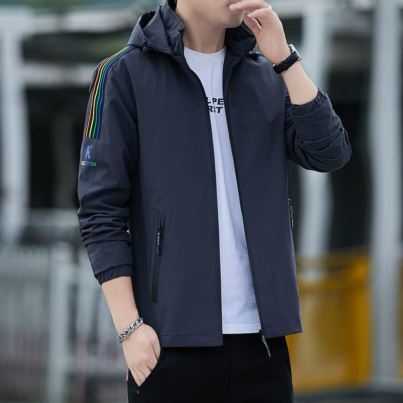 

Новые повседневные топы для весны и осени Осенняя одежда для зимы Мужская мода Куртка с капюшоном для мужской куртки 5XL серый