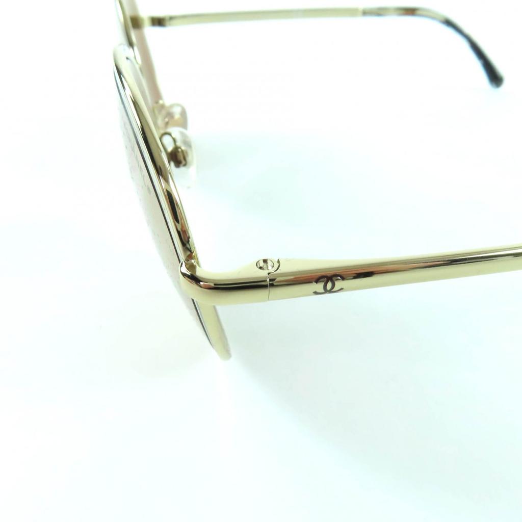 Excellent CHANEL sunglasses COCO Mark Boston Mirror Lens gold Women 4206 Used