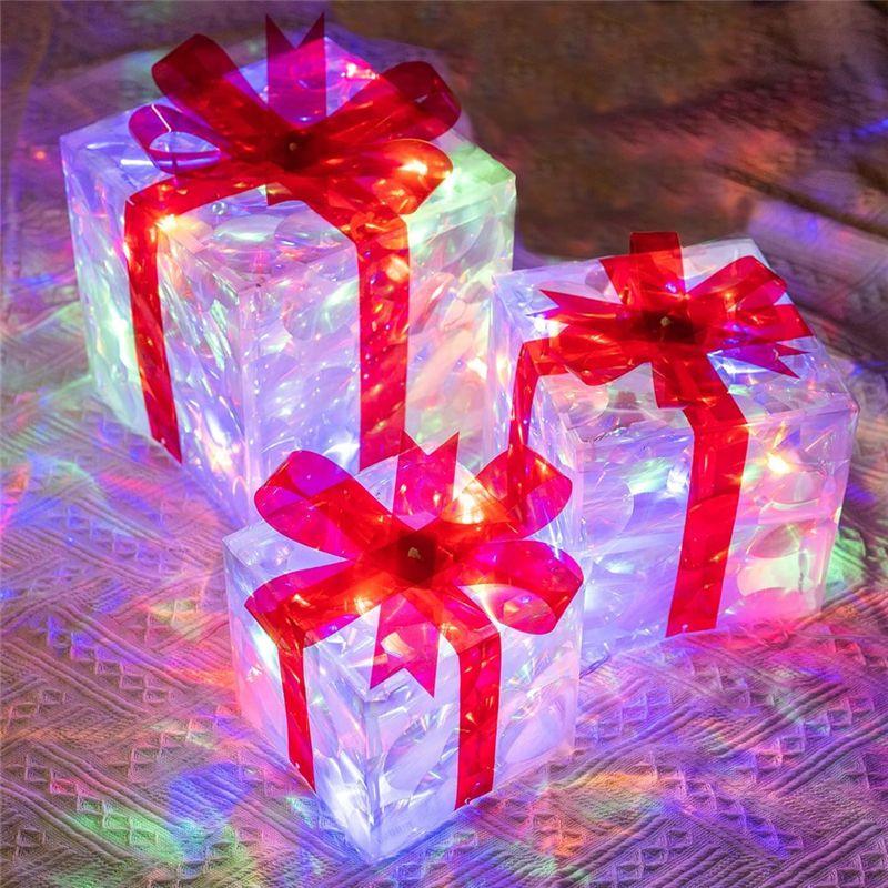 AEE4-Christmas Light Gift Box LED Light Christmas Box Decorations Christmas Tree Home Lawn Decorations