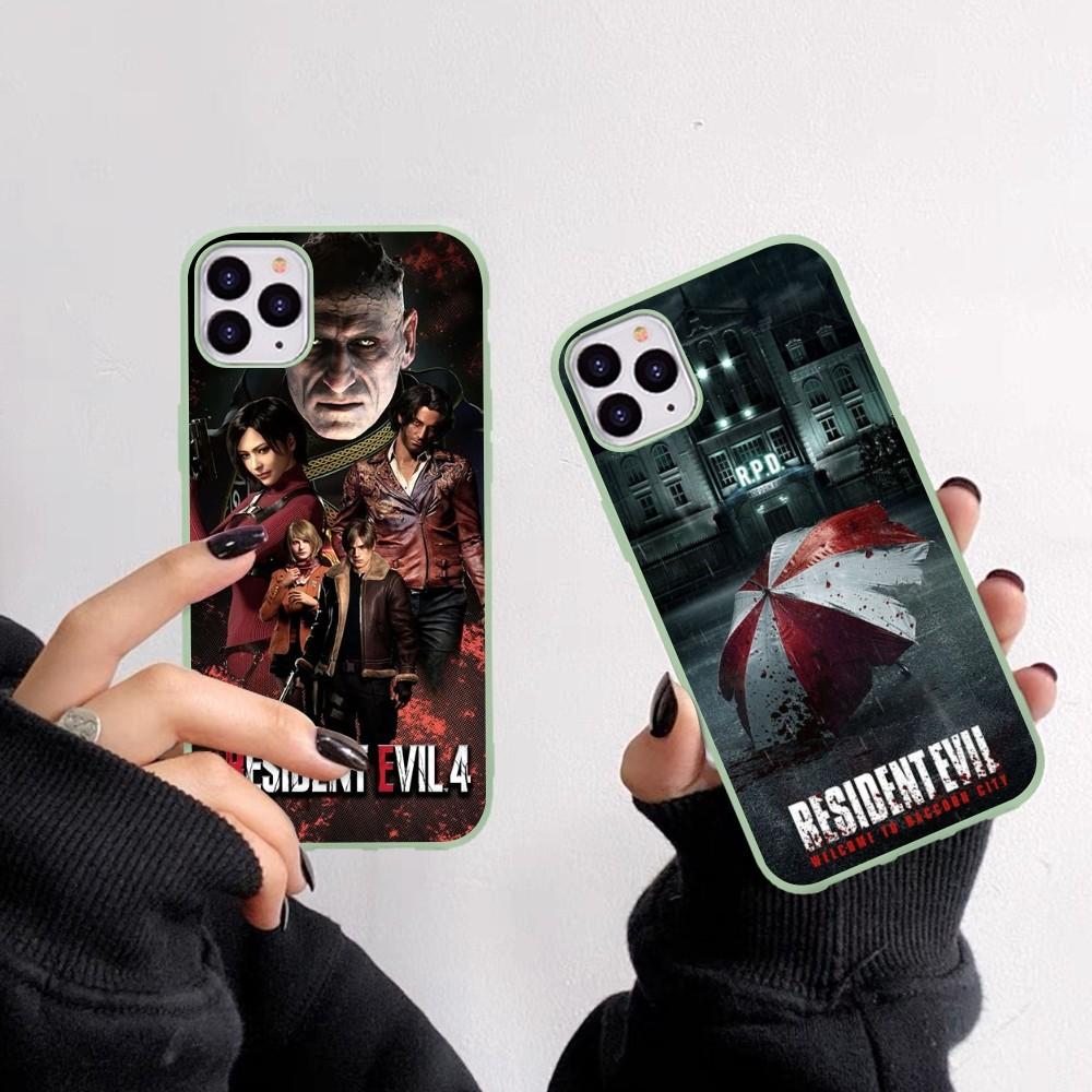 R-resident Game E-evil Phone Case For IPhone 14 11 12 13 Mini Pro Xs Max 8 7 6 6S Plus X XR Solid Candy Color Case
