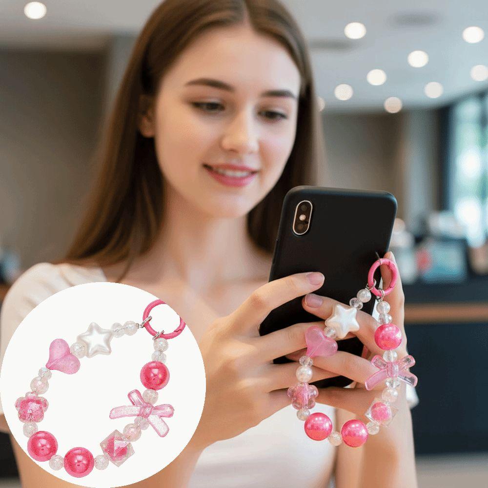 Cartoon Beaded Phone Charm Candy Colored Bag Pendant New Phone Wrist Strap  Phone Accessories