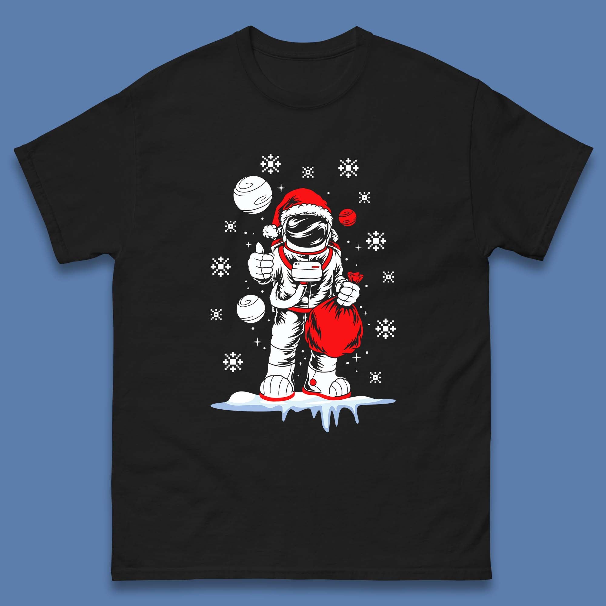 Christmas Mens T Shirt Womens Tops Tees, Astronaut Santa Top 2XL