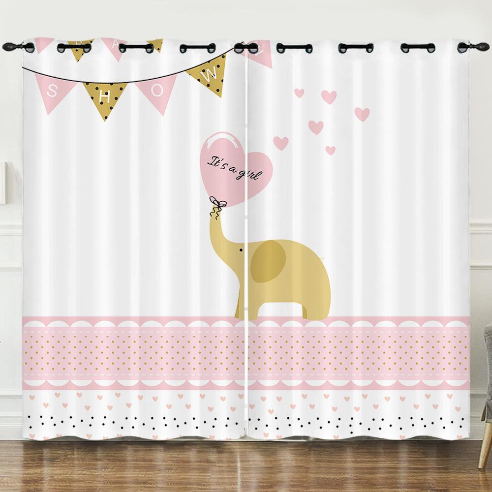 Curtains European And American Cartoon Animals Bear Deer Digital Printing Blackout Curtain Bedroom Punching