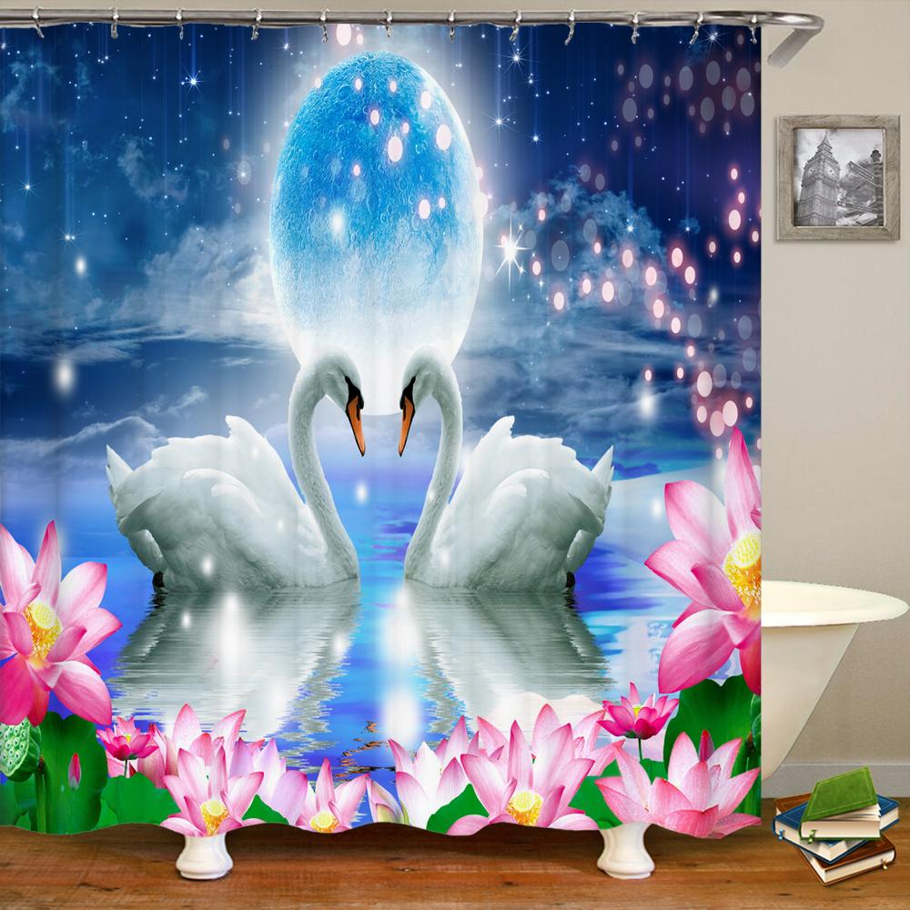 3D European Rural Town Flowers landscape Printing Bathroom Waterproof Shower Curtain Polyester Curtain Home Decoration Curtain