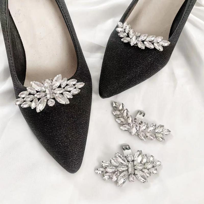 1 Pcs Fashion Shiny Crystal Shoes Decorations Clip Women Shoe Buckle Accessories High-Heeled Square Rhinestones Removable Shoes D