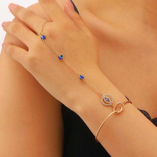 Fashion Finger Chain & Ring Set Interconnected Bracelet with Adjustable Rings Vintage Hand Jewelry for