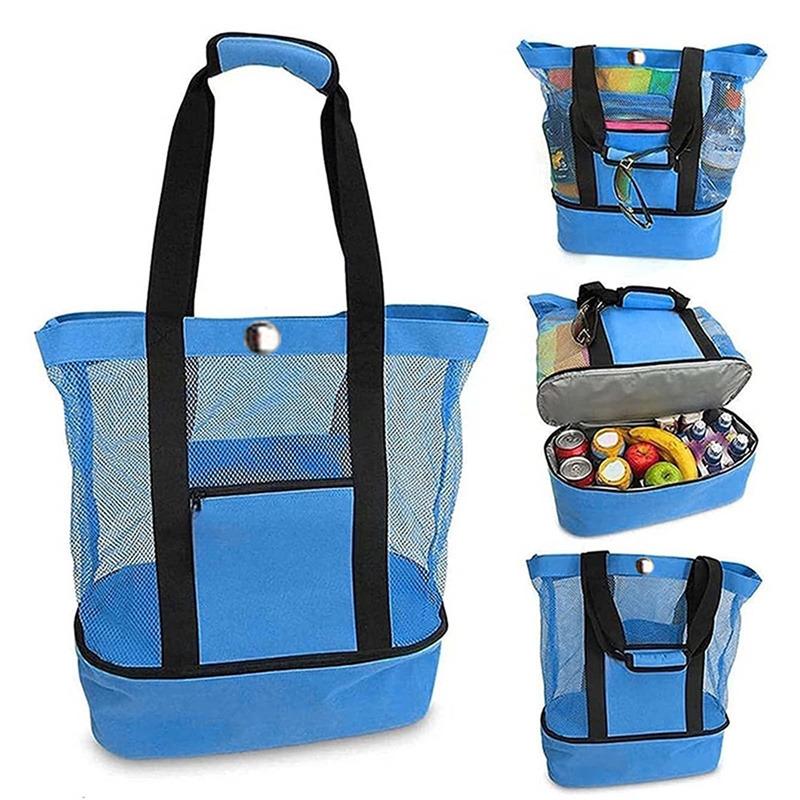 Wärmeerhaltung Picknick Strandtasche Frauen Mesh Transparent Doppelschicht Schwimmen Lagerung Hohe Kapazität Einkaufen Wasserdichte Taschen Tote