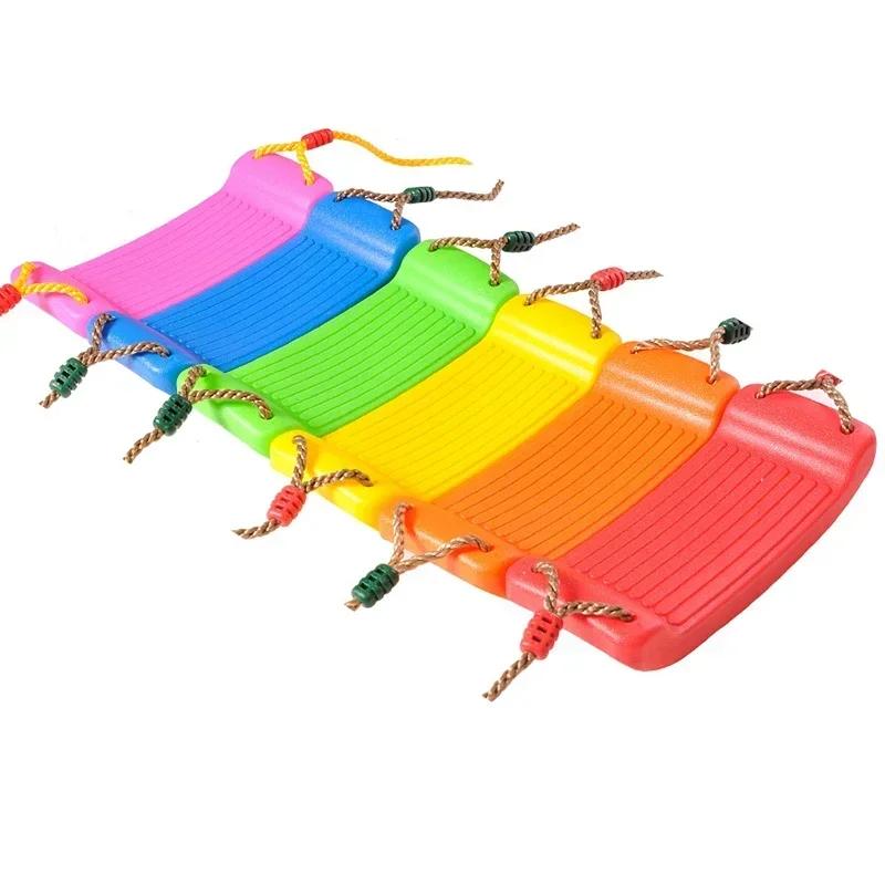 Colorful Kids Toy Swing Curved Board Flying Toy Plastic Material Indoor Outdoor Durable Hanging Seat Height Adjustable Ropes