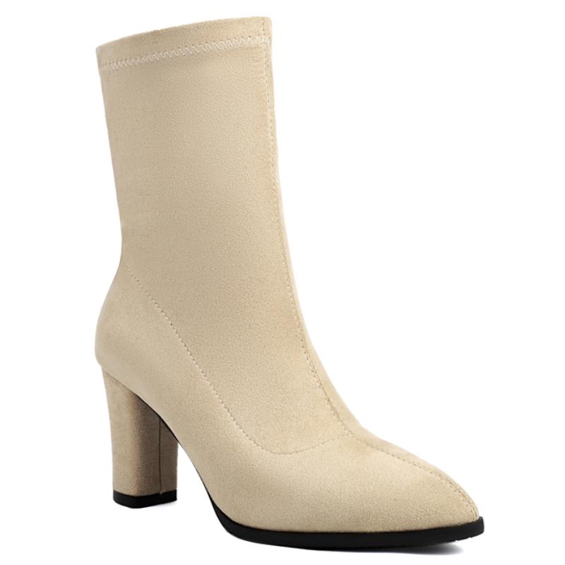 

Модные элегантные ботильоны для женщин, черные, бежевые, зеленые, короткие носки, туфли на каблуке для вечеринки, женские, большой размер 45, новинка 2024 года, зима-осень 44 абрикосовый