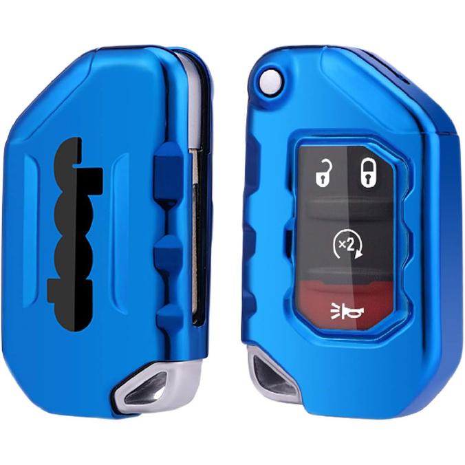Key Fob Cover For Jeep Full Protection Soft TPU Flip Key Case Holder Compatible With 2018  Jeep Wrangler JL JLU Rubicon   Jeep Gladiator JT Sahara