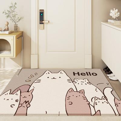 Cartoon Schattige Kat Entree Deur Antislip Keni Velours Vloermat Huishoudelijk Stofabsorberend Entree Deur Tapijt