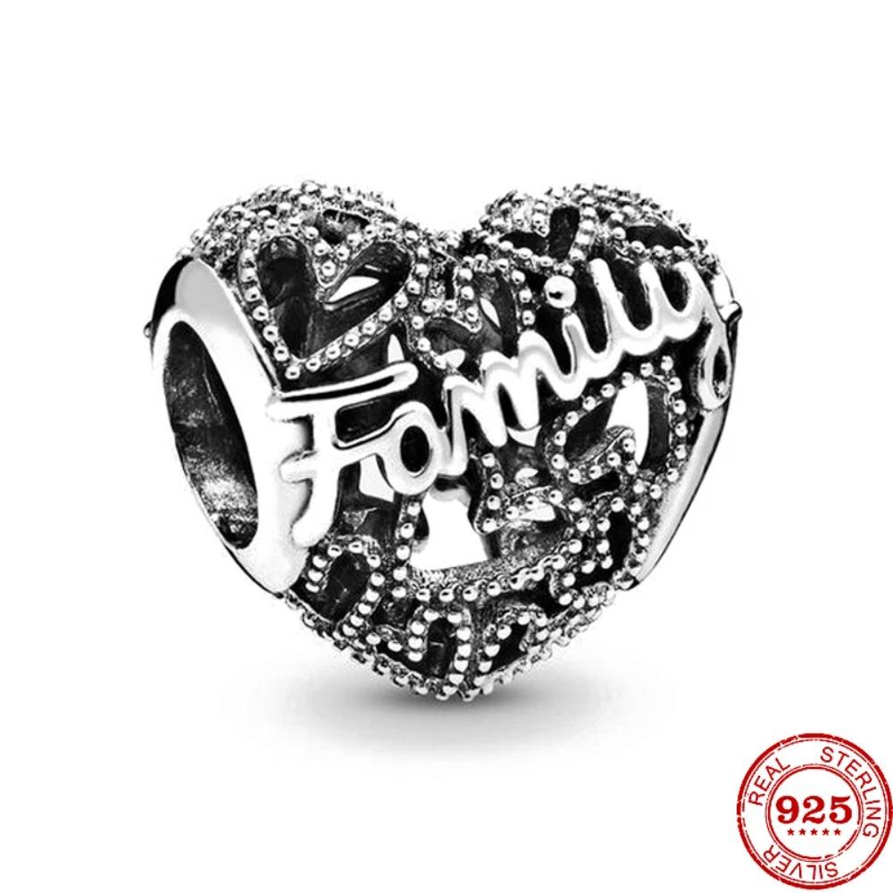 New 925 Silver Family Tree House Charm Pendant with Stars Moon for DIY Bracelet Jewelry Accessories