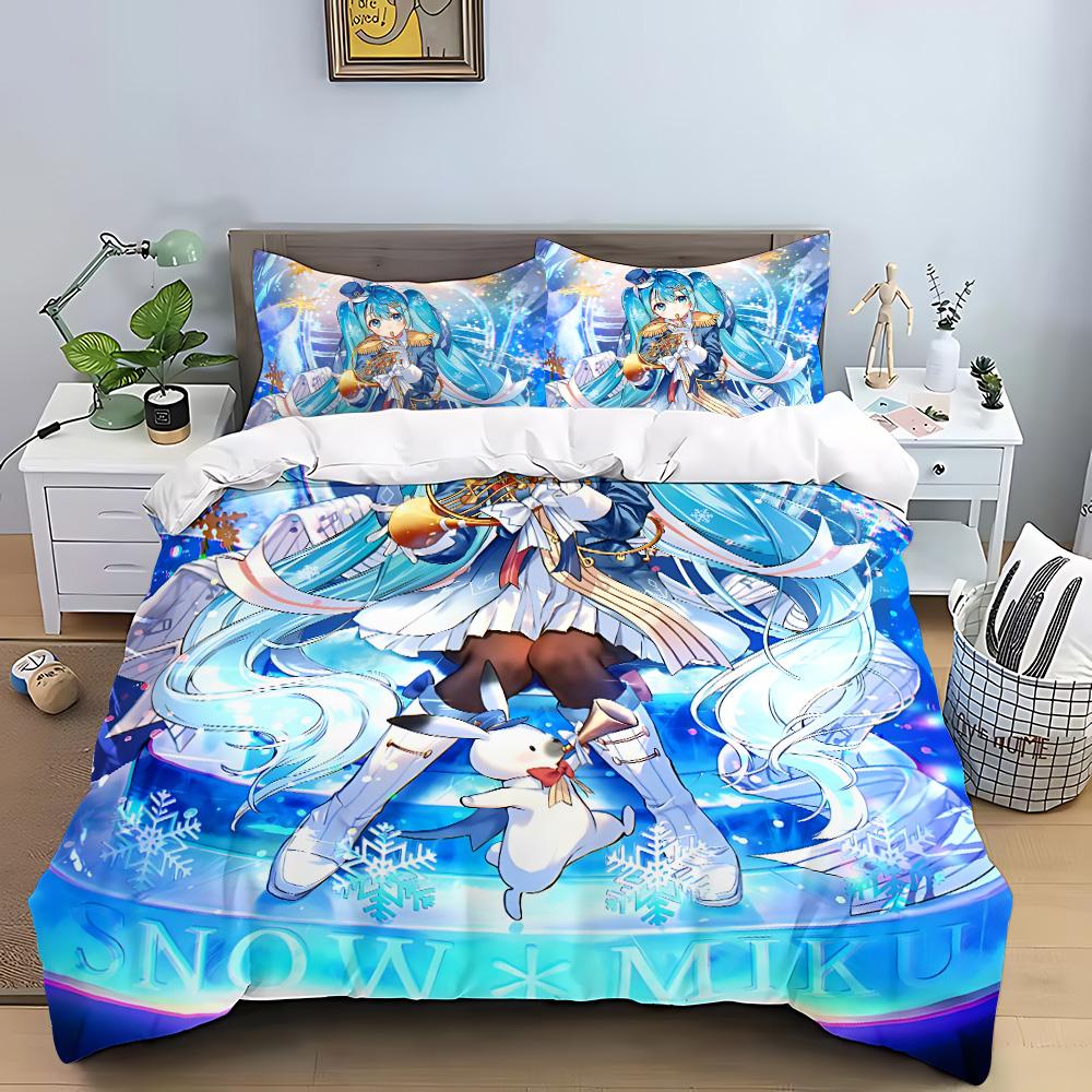 Hatsune Miku Anime Duvet Cover Pillowcase Bedding Set Adult Boy Girl Bedroom Decoration Children Gift Single Double Large Size