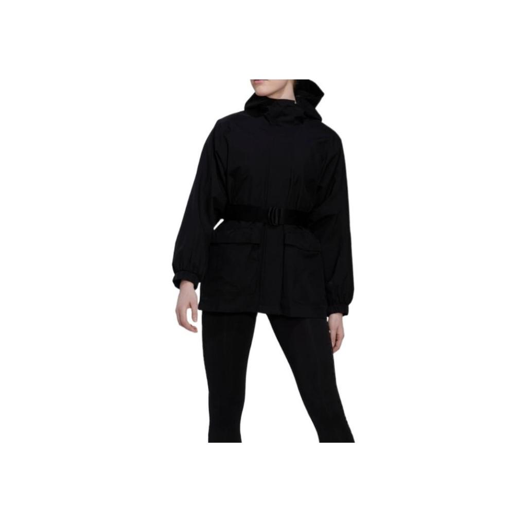 Adidas Kurtka damska z kapturem na sporty outdoorowe w jednolitym kolorze czarna HG8585