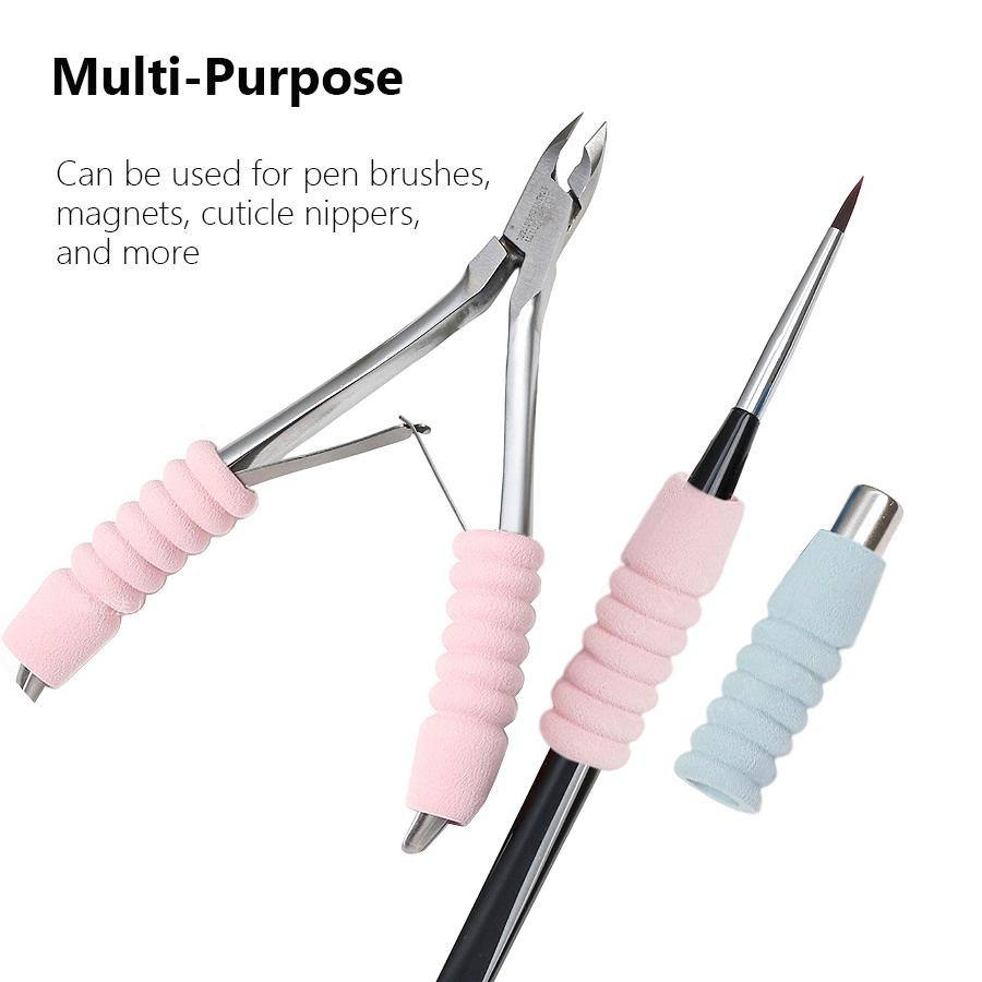 6Pcs Manicure Nipper Non-slip Handle Grip Cover, Soft Sponge Pen Holder Wrap, Sweat-proof Hand Protector for Nail Art Tools