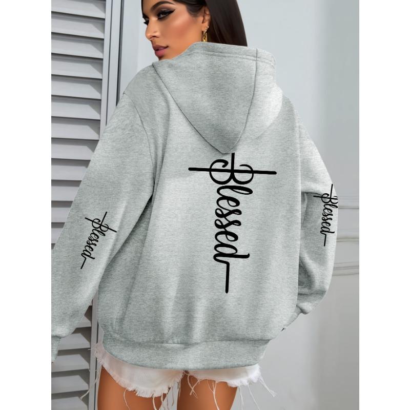 2026 Women Casual Hoodies Women Blessed Print Sweatshirts Harajuku Hip Hop Streetwear Casual Fashion Fleece Sportwear Clothes