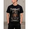 T-shirt Grafica Heavy Metal da Uomo, Manica Corta Girocollo, Morbido Misto Cotone, Design Teschio Ascia Ali, Streetwear per Concerti Rock, Vestibilità con Stampa Audace