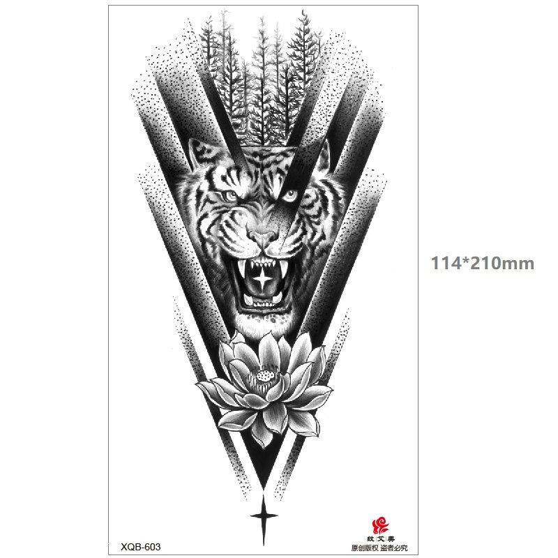 

Дракон Волк Тигр Черный Водный Переводной Имитация Одноразовый Временный Набор Животных Татуировки Наклейка На Половину Руки 114*210MM