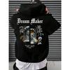 Dream Maker Brave Sculpture Pattern Men Clothing Creative Pocket Hoodies Hip Hop Autumn Streetwear Fleece Casual Male Clothing